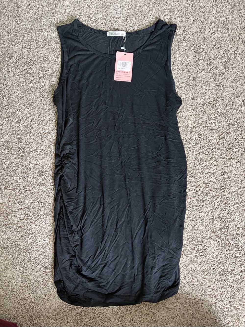 Women’s Maternity Black Sleeveless Ruched Tank